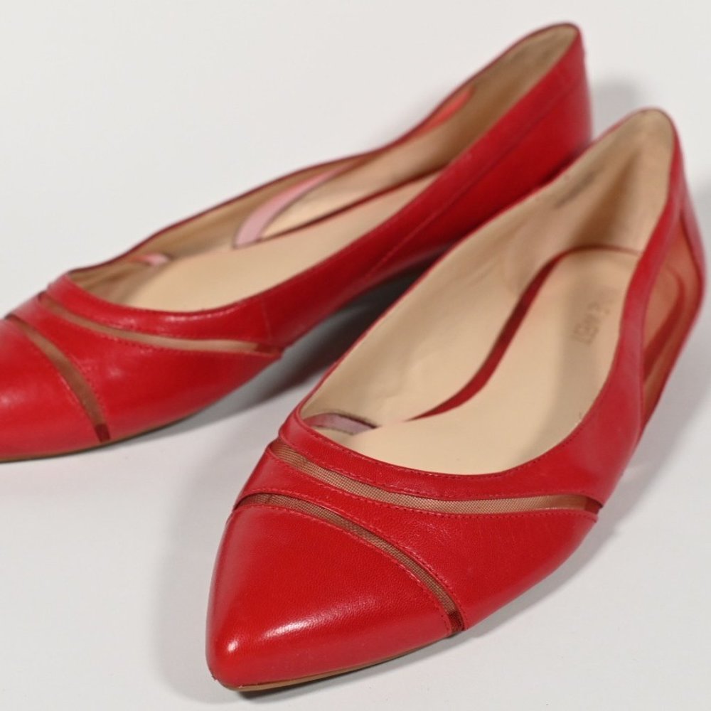 Nine West Saxton Red Leather Flats